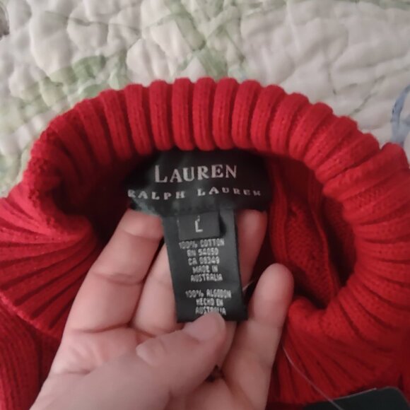 Lauren Ralph Lauren St Martin 100% Cotton True Red Turtleneck L NWT - Picture 9 of 10